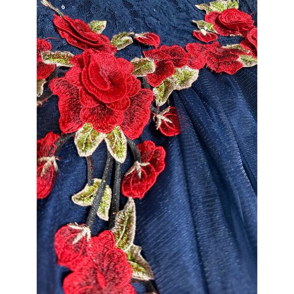 Nanette Lepore Girls Navy Floral Embroidered High-Low Party Dress – Size 7/8 - Picture 7 of 8